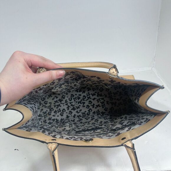 Rebecca Minkoff MAB M.A.B Tote Tan Leather Structured Shoulder Bag Work Purse - Picture 5 of 13